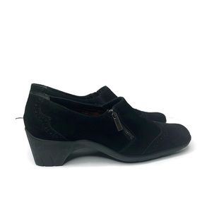 Aquatalia Black Suede Wing Tip Slip On Shoes Size 9.5